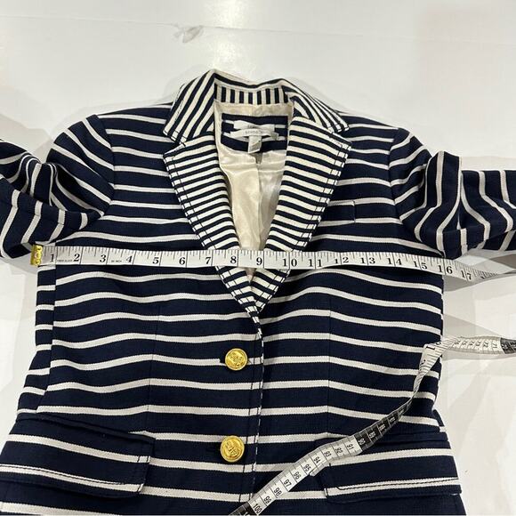 J.‎ Crew Schoolboy Navy Blue & White Striped Long Sleeve Button Blazer Size 00 - Picture 10 of 11